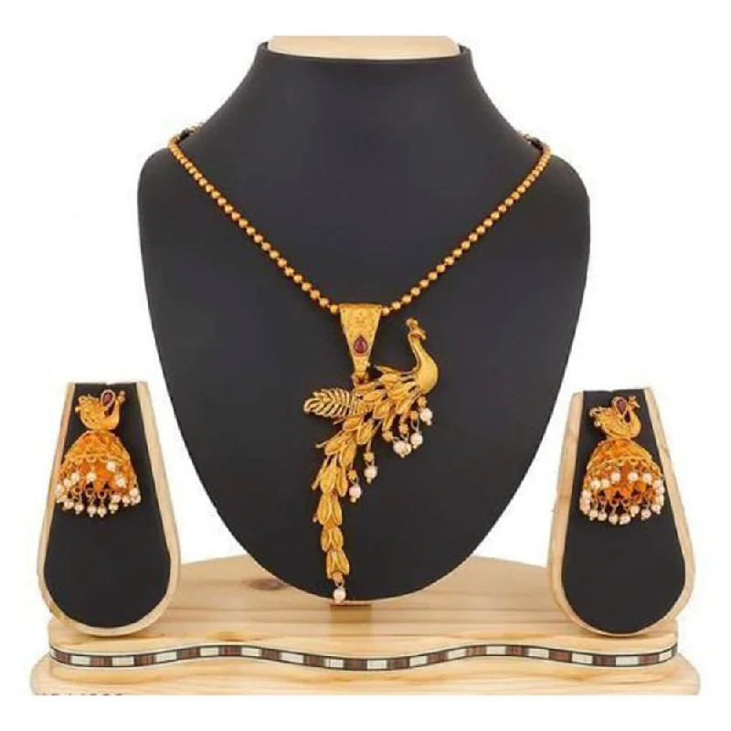 women's gemstone charm necklaces-Sai Fashion Gold Plated Necklace Set