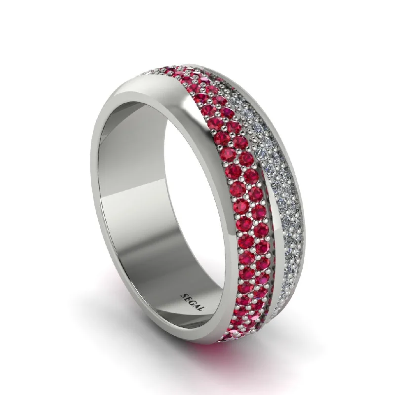 eco-friendly engagement rings-1.4Ct Ruby & Diamond Eternity Wedding Ring - Merritt No. 12