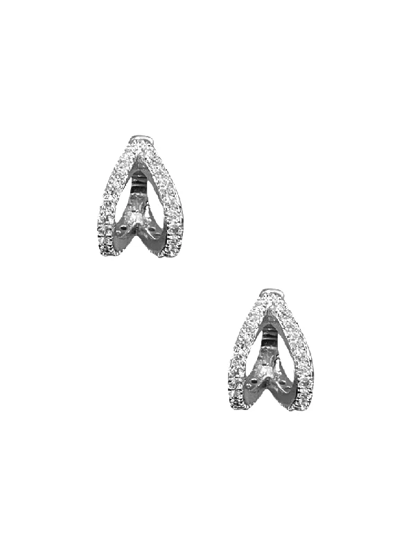 women's aquamarine earrings-Split Huggies - Silver