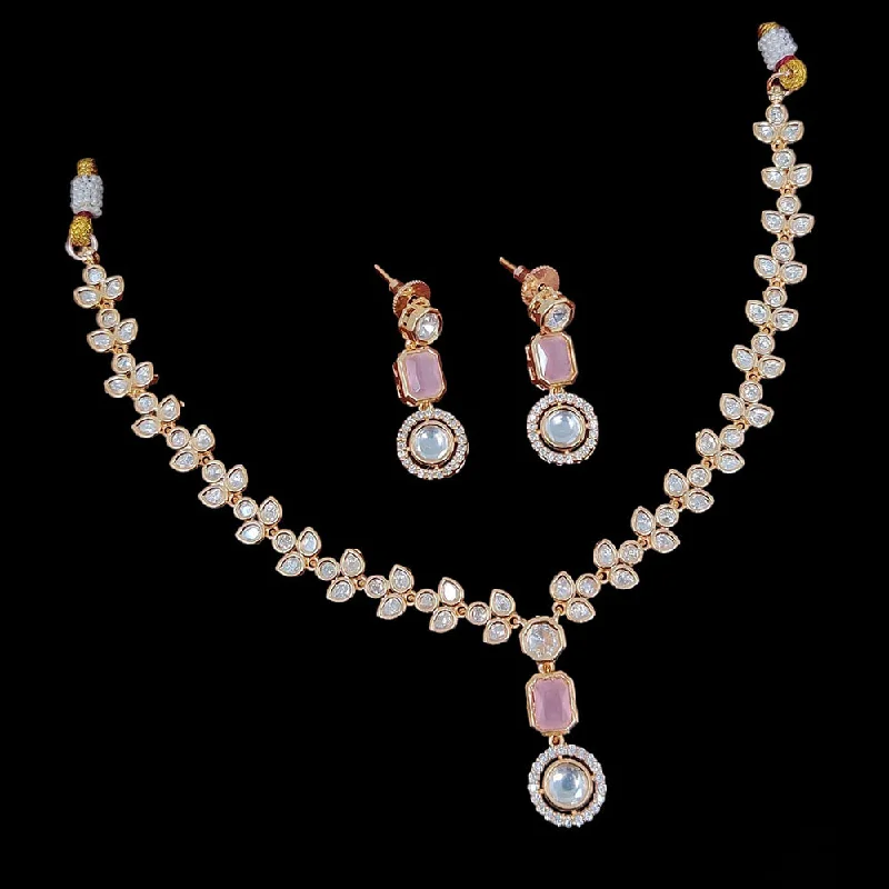 women's silver pendant necklaces-JCM Gold Plated Kundan Necklace Set