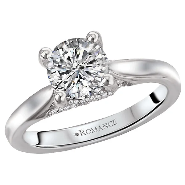 engagement rings for women with diamonds-14K White Gold Solitaire Semi-Mount Romance Collection Wedding Ring.