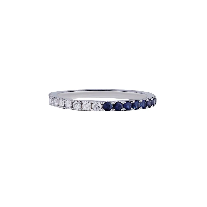 women's cute rings-HALF & HALF SAPPHIRE & DIAMOND ETERNITY BAND