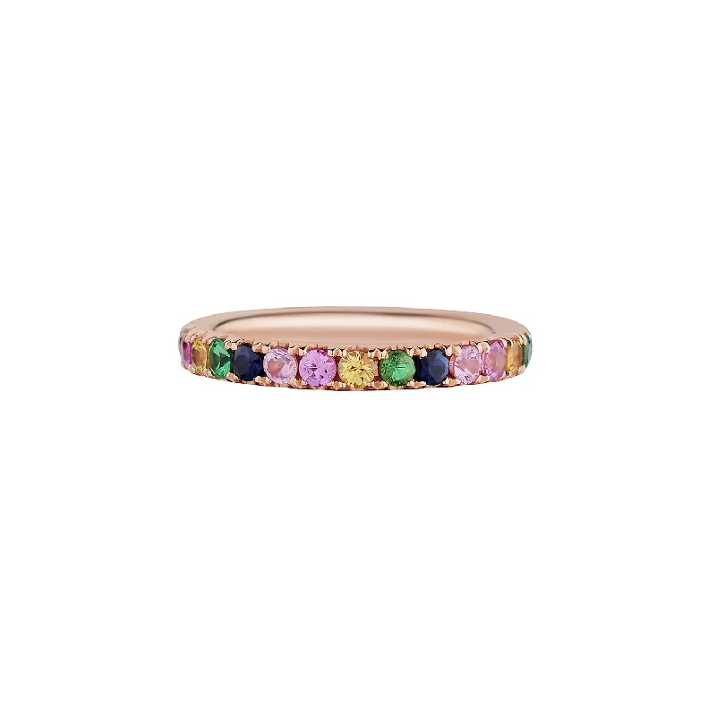 women's wedding band rings-RAINBOW ETERNITY BAND