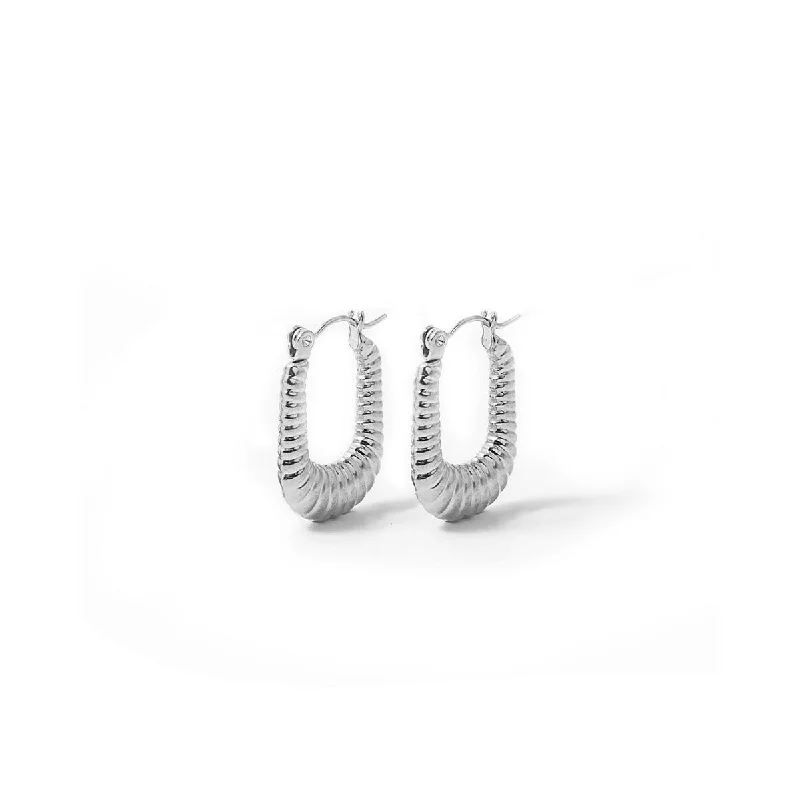 women's adjustable earrings-Estelle Silver Hoops