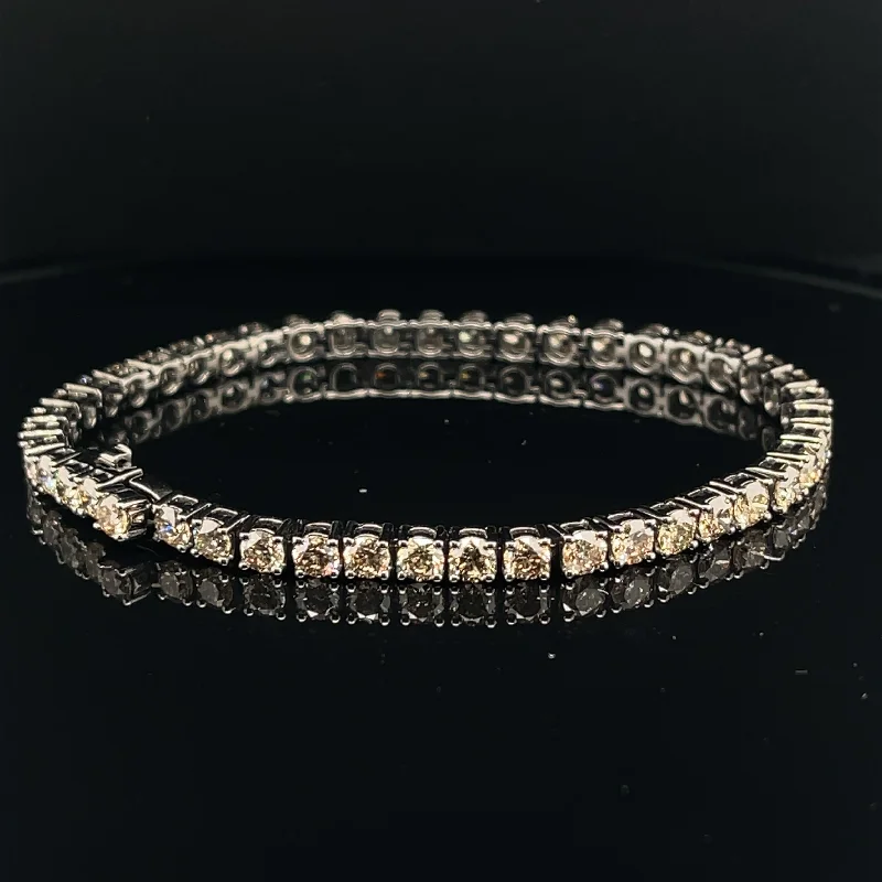 women's infinity bracelets-Exquisite Cognac Brown  9.18ctw Luxe Tennis Bracelet in 18k Black Gold - (#116-BRDIA089279)