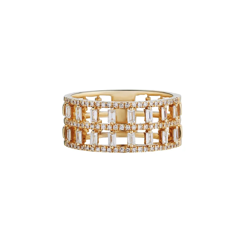 women's luxury rings-DOUBLE BAGUETTE & DIAMOND BAND