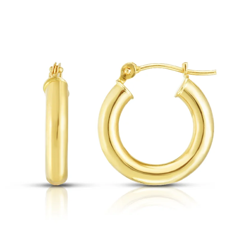 women's minimalistic stud earrings-14K Gold 3x15mm Hoops