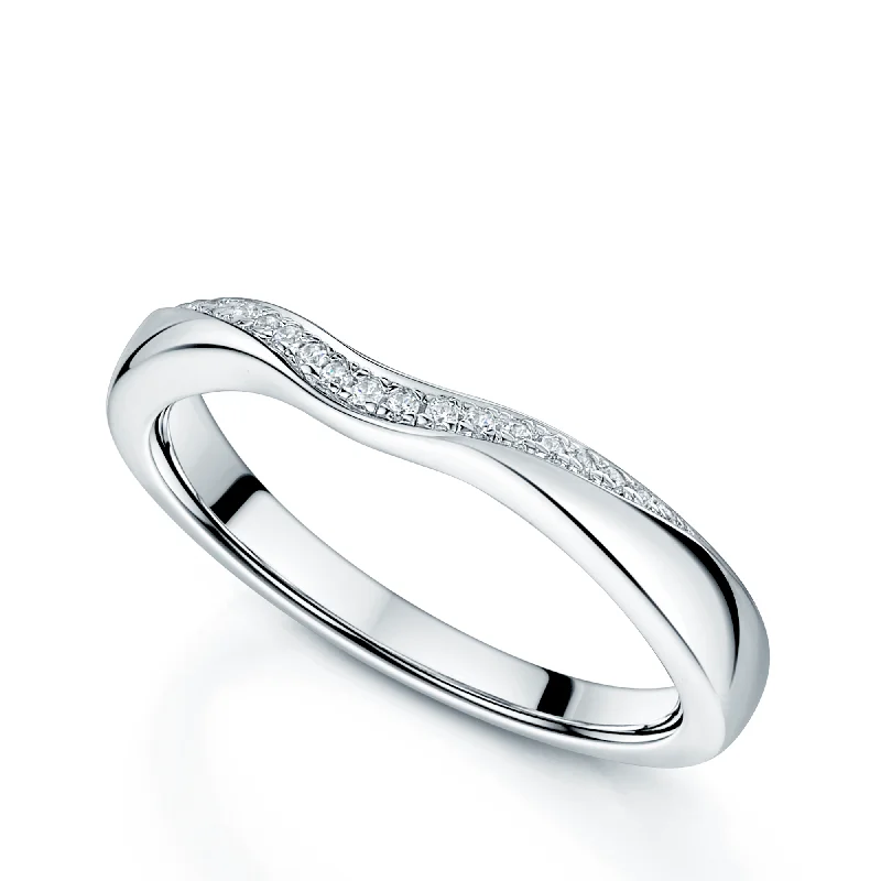 modern engagement rings-Platinum Shaped Diamond Set Wedding Ring