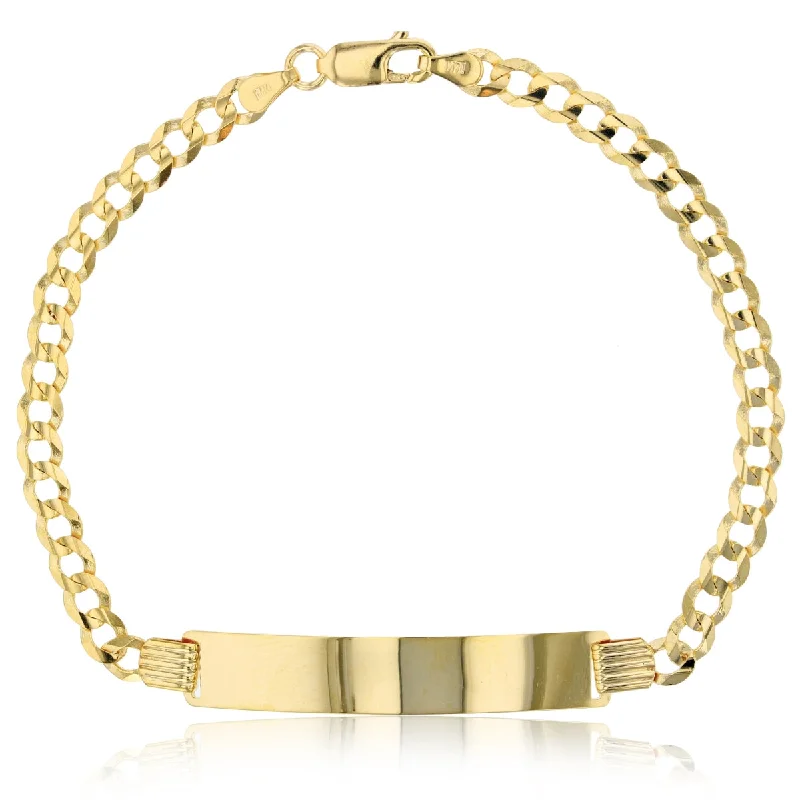 women's thin bangles-14KT Yellow Gold 6-inch Cuban Link ID Bracelet