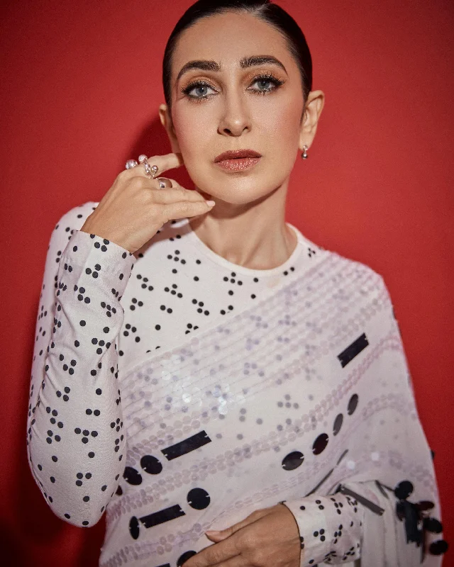 women's elegant earrings-Karisma Kapoor in Lava Drip Stud Drops in Silver Tone