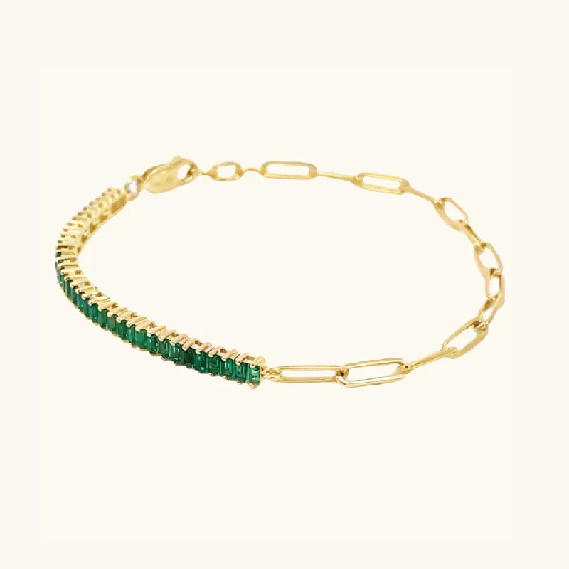 women's vintage-inspired bracelets-Emerald Linked Up Chain Bracelet