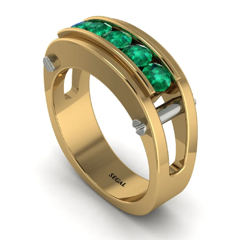 affordable engagement rings for women-Emerald Five-Stone Classic Gold Wedding Ring - Casey No. 34