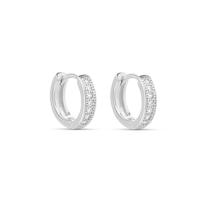 women's bridal earrings-The Silver 11mm Melrose Huggies