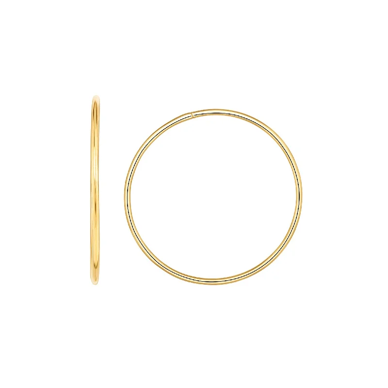 women's romantic earrings-14K Gold 1.2x30mm Endless Hoops