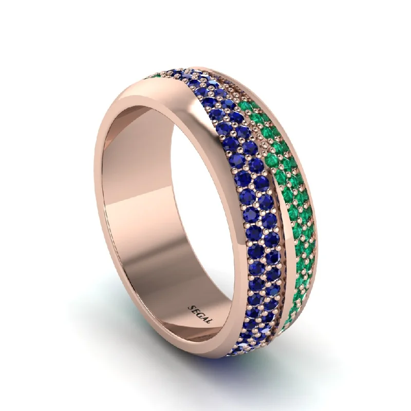 gold diamond engagement rings-1.4Ct Sapphire & Emerald Eternity Wedding Ring - Merritt No. 29