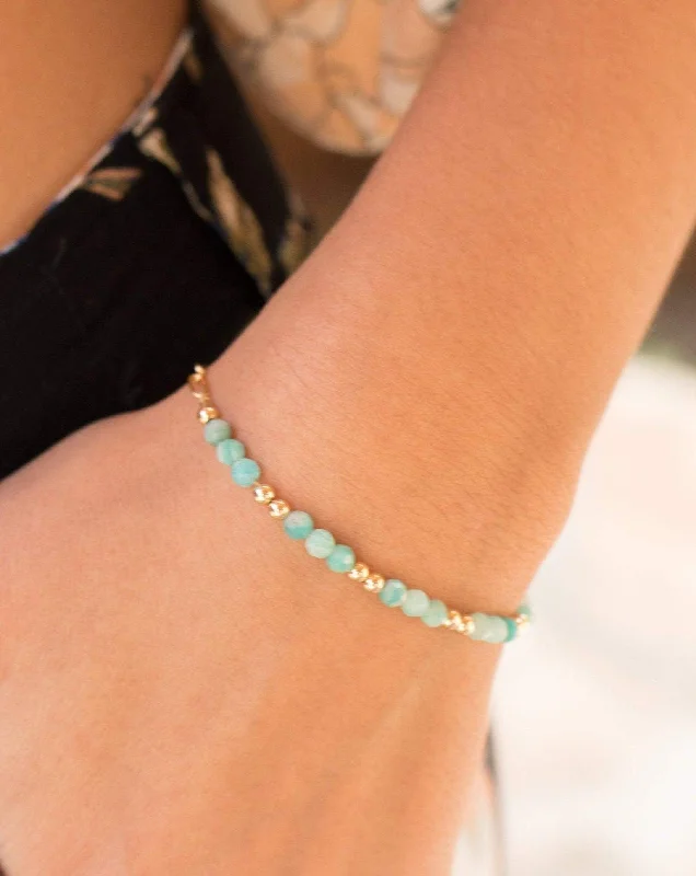 women's luxury gold bangles-Amazonite Bracelet ~ Gold Filled or Sterling Silver 925 ~ MB017