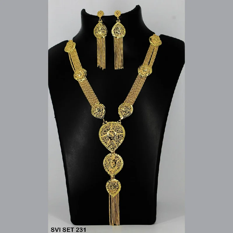 women's bridal necklaces-Mahavir Forming Gold Necklace Set - SVI SET 231