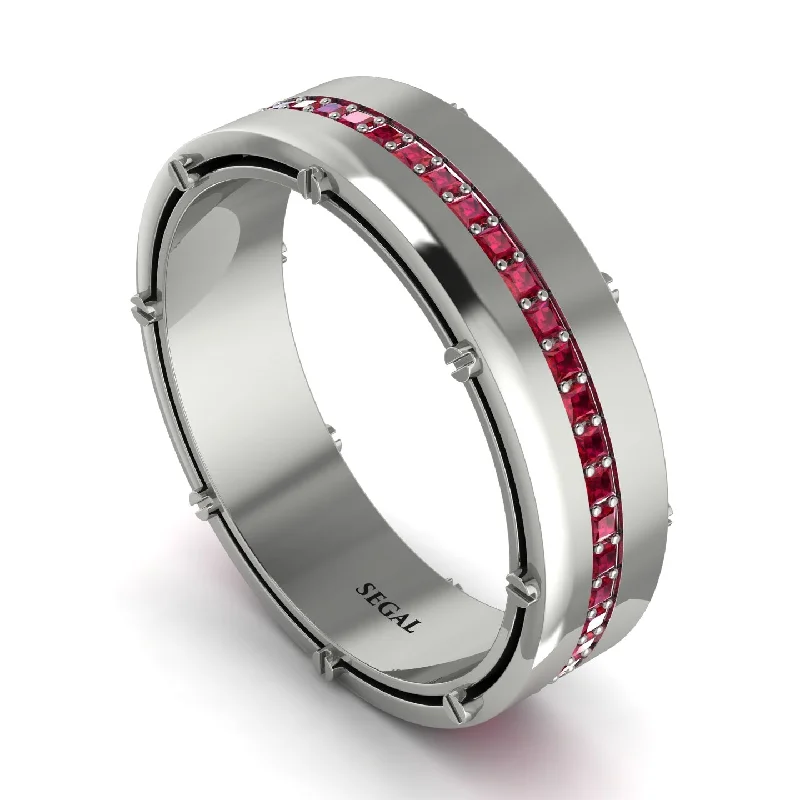 two-tone engagement rings-Ruby Eternal Elegance Men’s Wedding Ring - Roman No. 12