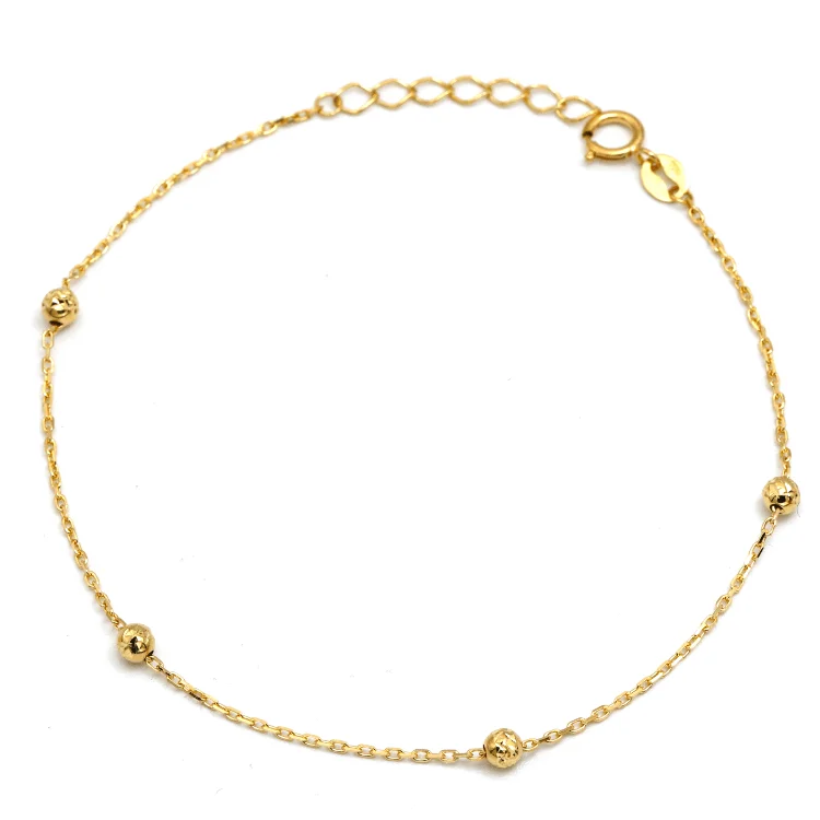 women's statement bracelets-Real Gold 4 Textured Ball Adjustable Size Bracelet 6125 BR1630