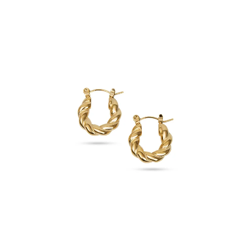 women's pearl drop earrings-THE PETIT CROISSANT HOOP