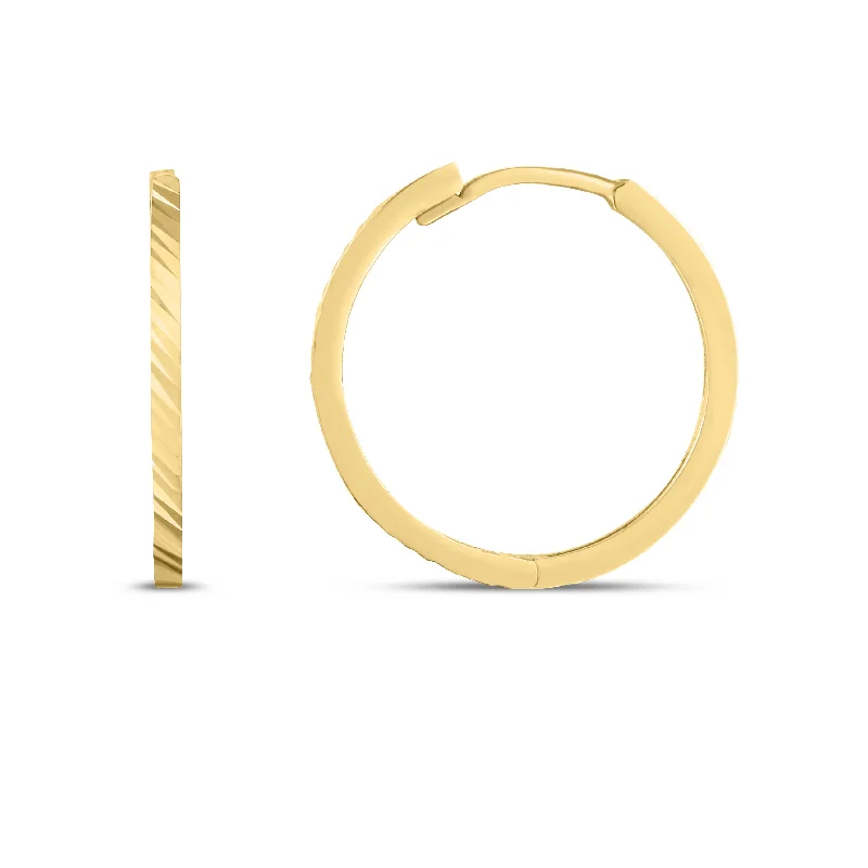 women's crystal earrings-14K Gold Round Hoops