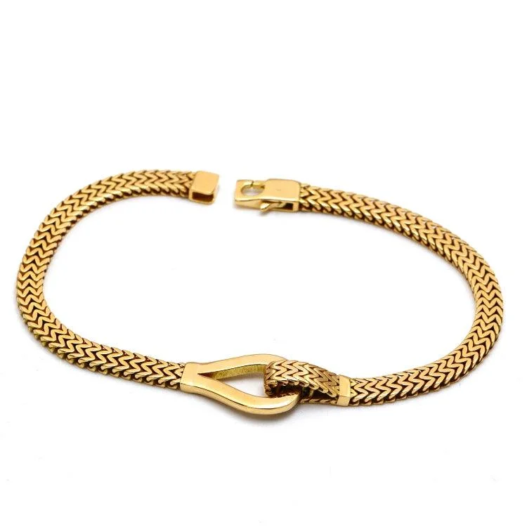 women's luxury bracelets-Real Gold Unisex Belt Chain Bracelet with Box Clasp Lock (17 cm) - Model 0268 BR1696