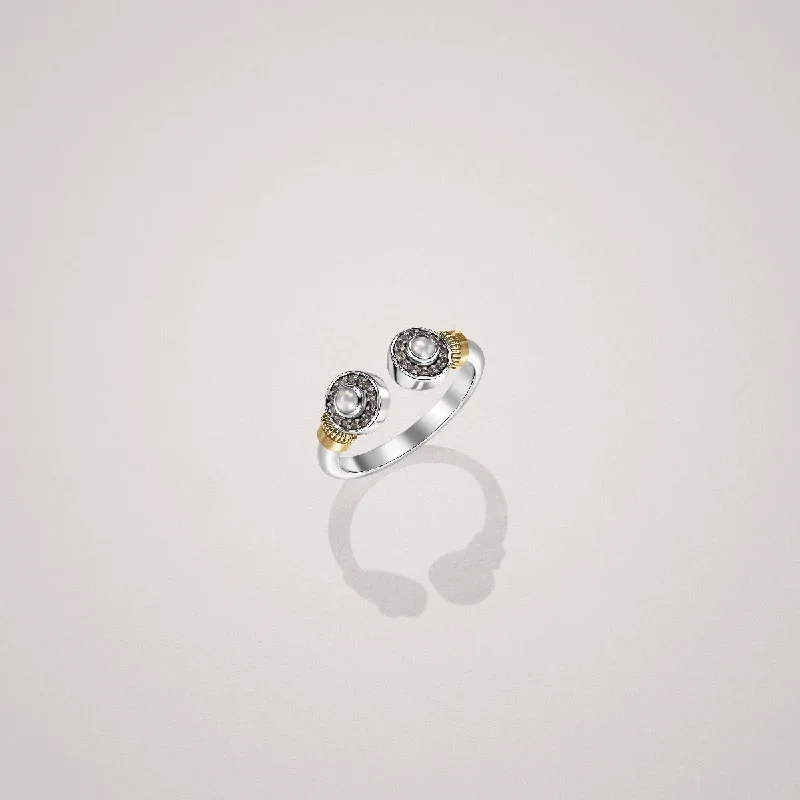 women's gold plated rings-Twisted Wirework Pearl Ring