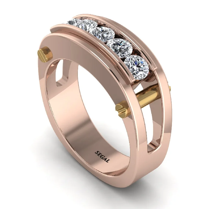 colorful engagement rings-Diamond Five-Stone Classic Gold Wedding Ring - Casey No. 17