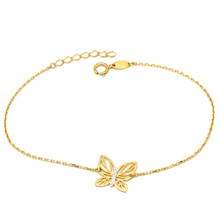 women's crystal bracelets-Real Gold 2 Color Plain Butterfly Adjustable Size Bracelet 1750 BR1635