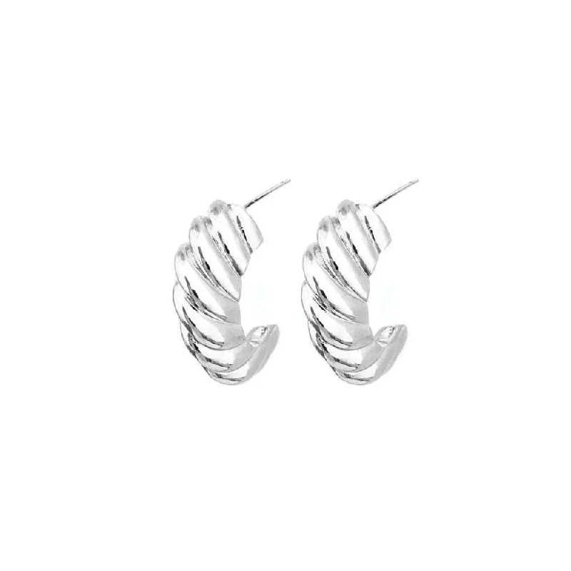 women's cubic zirconia earrings-Cresson Silver Hoops