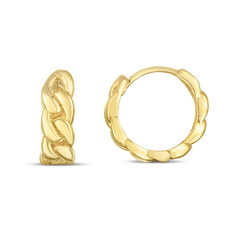 women's oversized hoop earrings-14K Curb Huggie Hoops