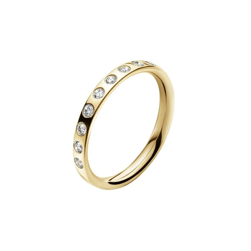 women's halo rings-Magic 18K Gold Ring w. 9 Diamonds