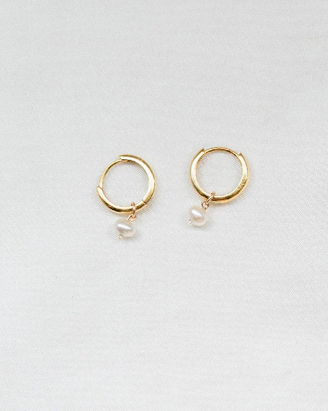 women's geometric drop earrings-Kimberly Pearl Hoops