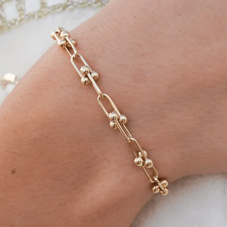 women's personalized bracelets-Real Gold GZTF Solid Chain Bracelet 0117 (19.5 C.M) BR1540