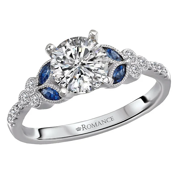 affordable diamond engagement rings-14K White Gold Sapphire and Romance Collection Semi-Mount Wedding Ring.