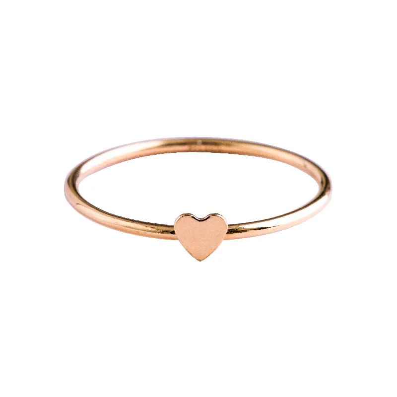 women's platinum engagement rings-Gold Heart Stacking Ring