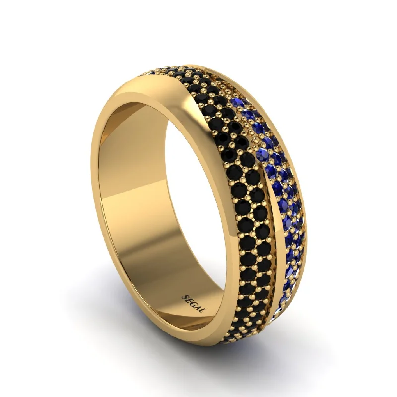 modern engagement rings with diamonds-1.4Ct Black Diamond & Sapphire Eternity Wedding Ring - Merritt No. 67