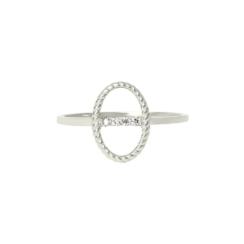 women's square-cut rings-Celestial Bar 18K White Gold Ring w. Diamonds