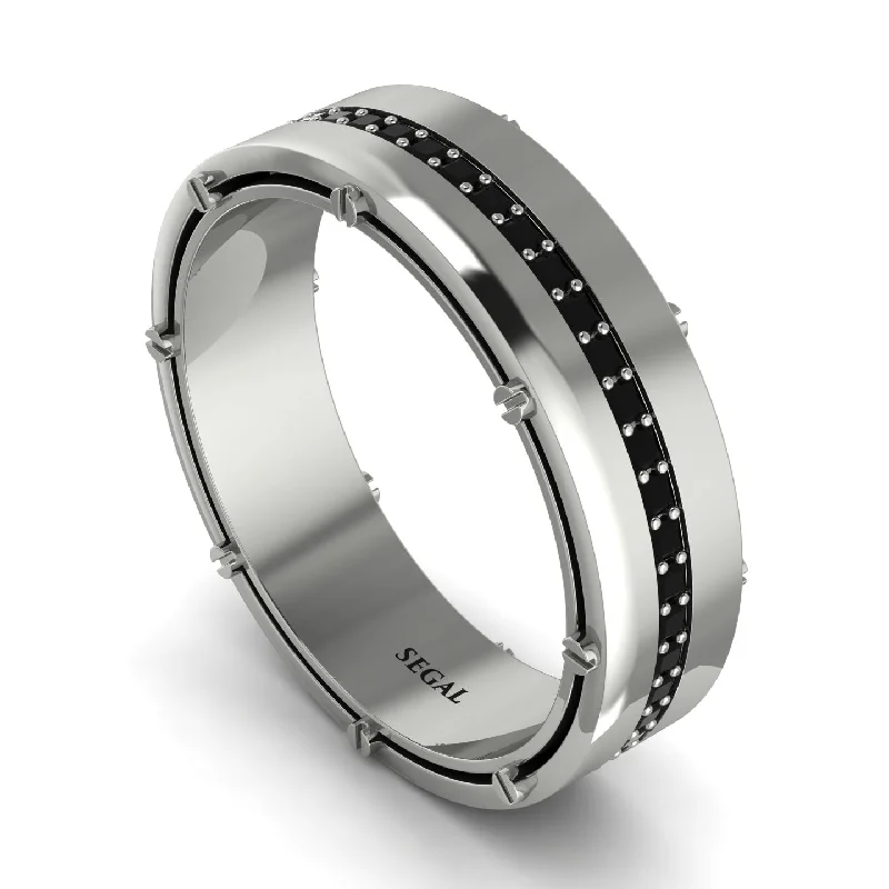 trendy engagement rings-Black Diamond Eternal Elegance Men’s Wedding Ring - Roman No. 9