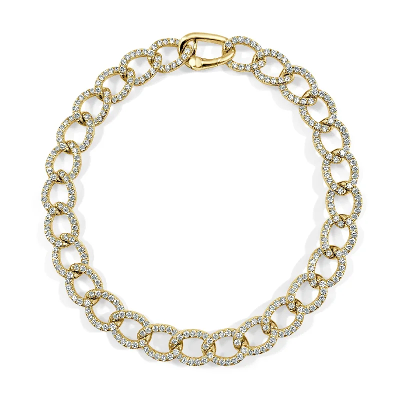 women's gold bracelets-14k Gold & Diamond Link Bracelet