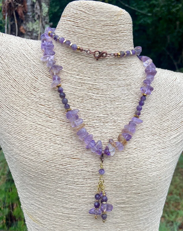 women's gemstone charm necklaces-Amethyst and Ametrine Gemstone Necklace