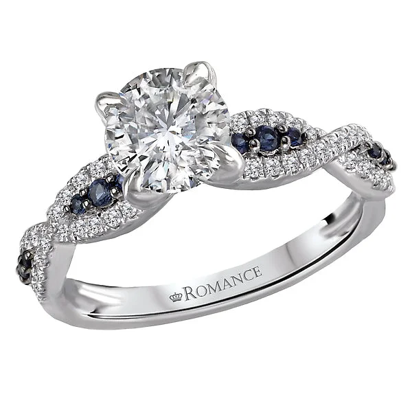 ethical engagement rings-14K White Gold Classic Semi-Mount Romance Collection Wedding Ring.