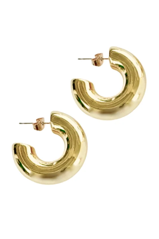 women's elegant pearl earrings-Santa Monica Hoops, Gold