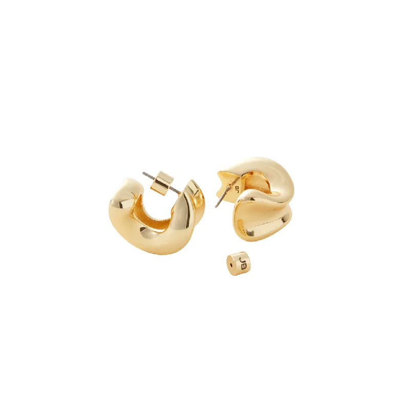 women's heart-shaped earrings-Chunky Doune Hoops - Gold