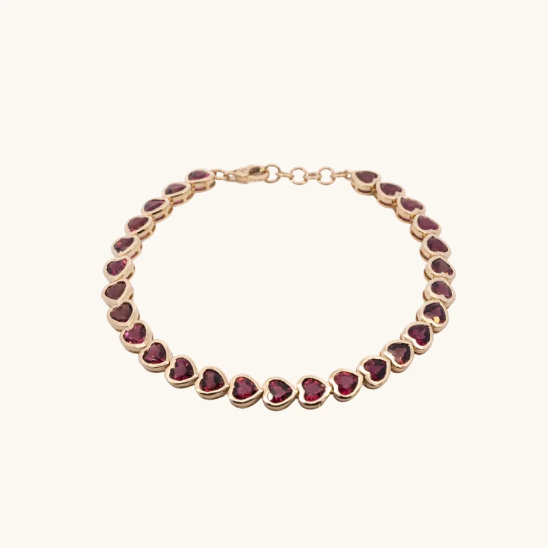 women's luxe tennis bangles-Pink Heart Tennis Bracelet