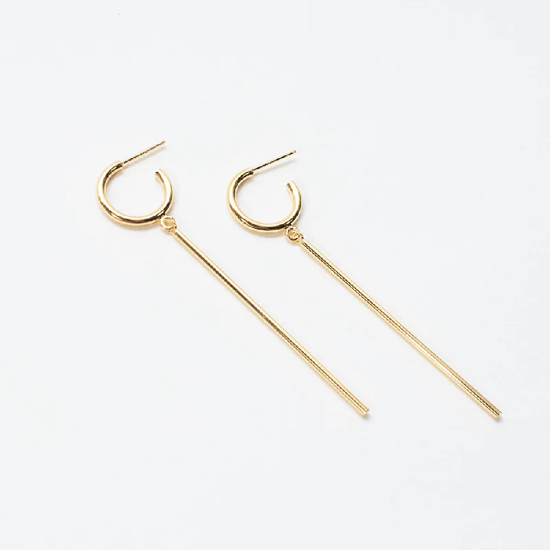 women's adjustable hoop earrings-Gold Vermeil Hoops with Hanging Bars