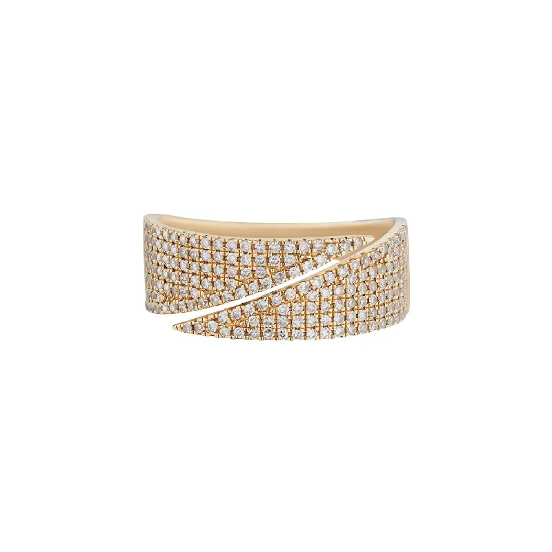 women's simple rings-PAVÉ DIAMOND SPLIT WIDE BAND