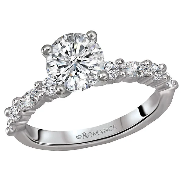 affordable engagement rings-14K White Gold Classic Semi-Mount Romance Collection Wedding Ring.