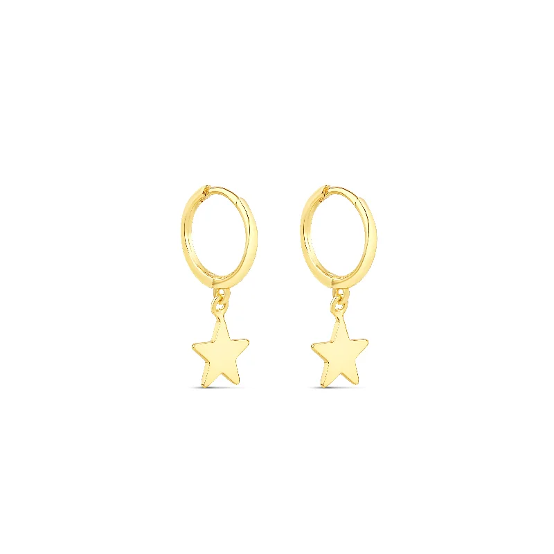 women's minimalistic stud earrings-The Gold Star Huggies