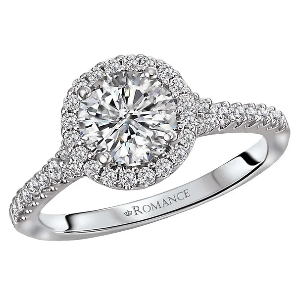 trendy engagement rings-14K White Gold Halo Semi-Mount Romance Collection Wedding Ring.